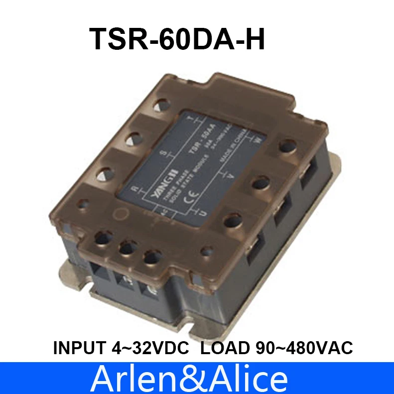 

60DA TSR-60DA-H Three-phase High voltage type SSR input 4-32V DC load 90-480V AC single phase AC solid state relay