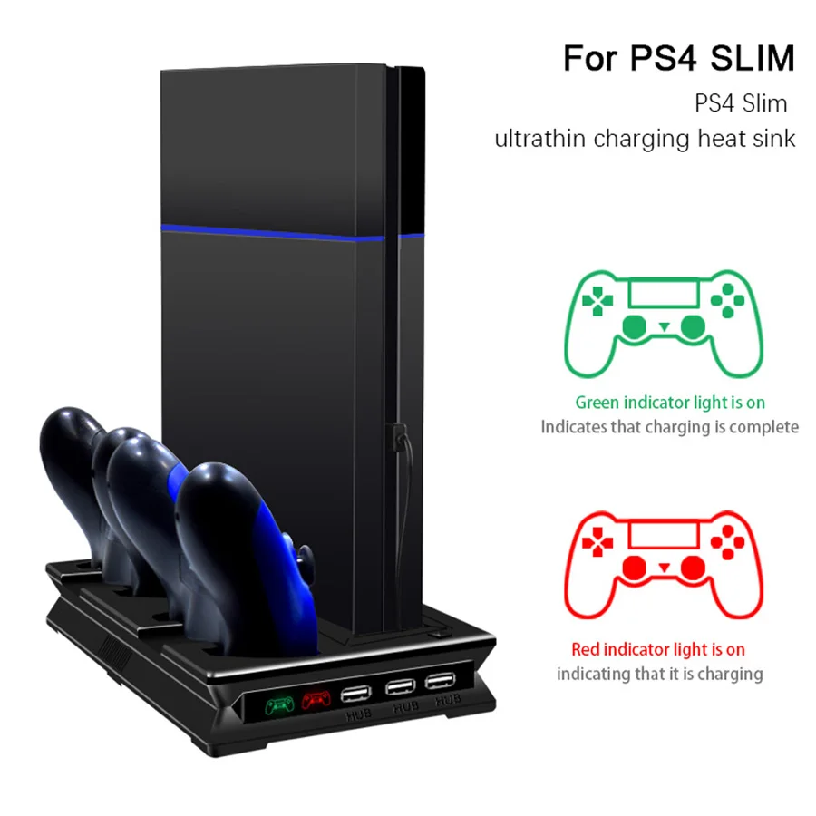 Зарядка через USB Порты двойной вентилятор охлаждения для PS4 тонкий геймпад