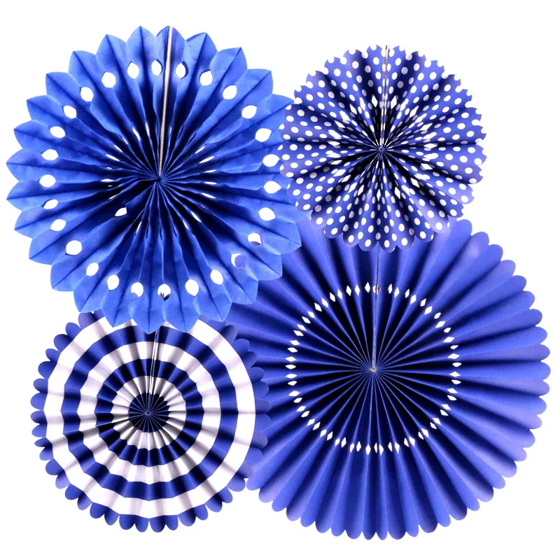 8 шт./компл. бумажные вентиляторы розетки темно синий розовый Пол раскрыть