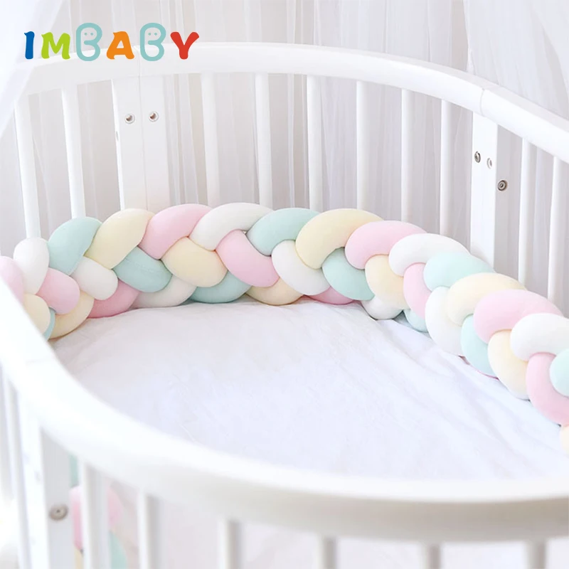 IMBABY 4 косички 2,2 м бамперы в кроватку для ребенка боковая косичка Детская комната Декор Детская кроватка бампер Детские бамперы в кроватку Детская кровать бампер