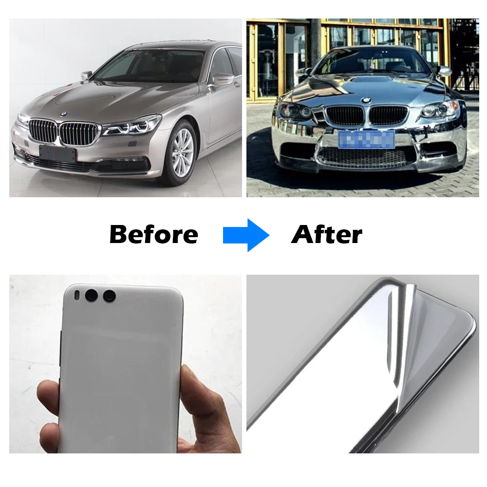 Виниловая пленка хромированная наклейка на автомобильное зеркало Высокая