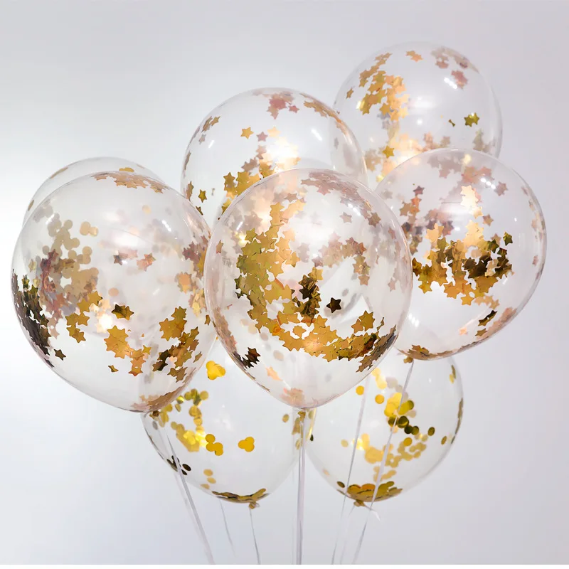 10 шт. блестящие золотые Прозрачные Шары со звездой и блестками набор латексных