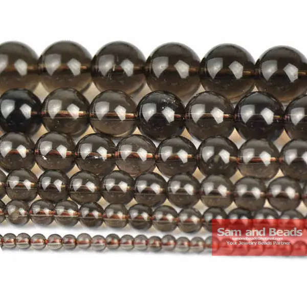 Free Shipping Natural Stone Smooth Smoky black Quartz Beads 16" strand 6/8/10/12mm pick size SQB01