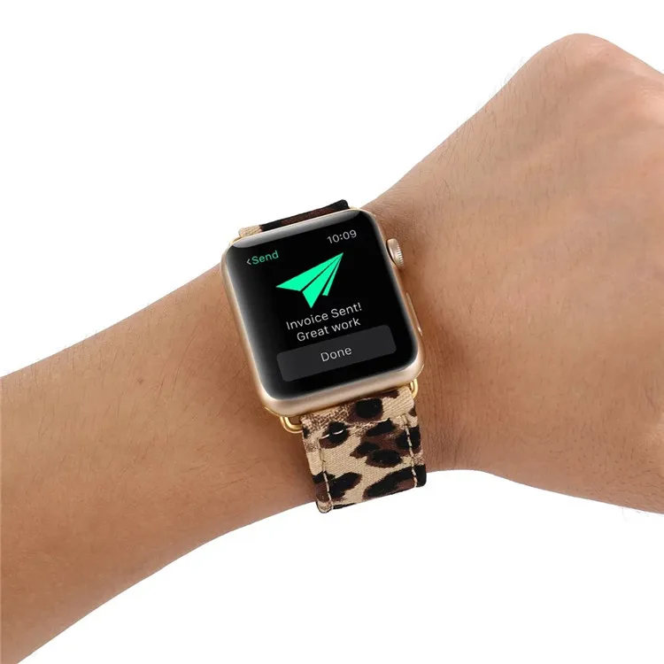 Леопардовая парусиновая ткань с принтом ремешок для часов из натуральной кожи