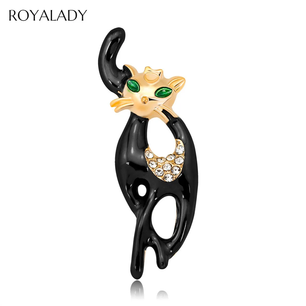 Элегантные Броши в виде черной кошки с кристаллами для женщин и мужчин 2019 брошь