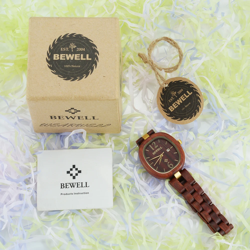 Новинка BEWELL деревянные наручные часы женские водонепроницаемые кварцевые elegeant женские часы деревянные часы 162A