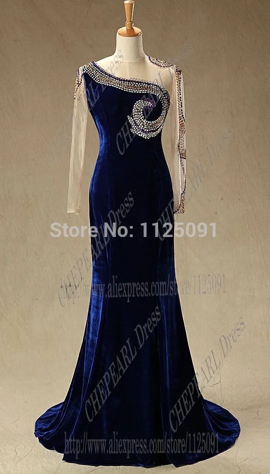 Платье знаменитости Myriam вечернее бархатное платье с длинным рукавом бусинами