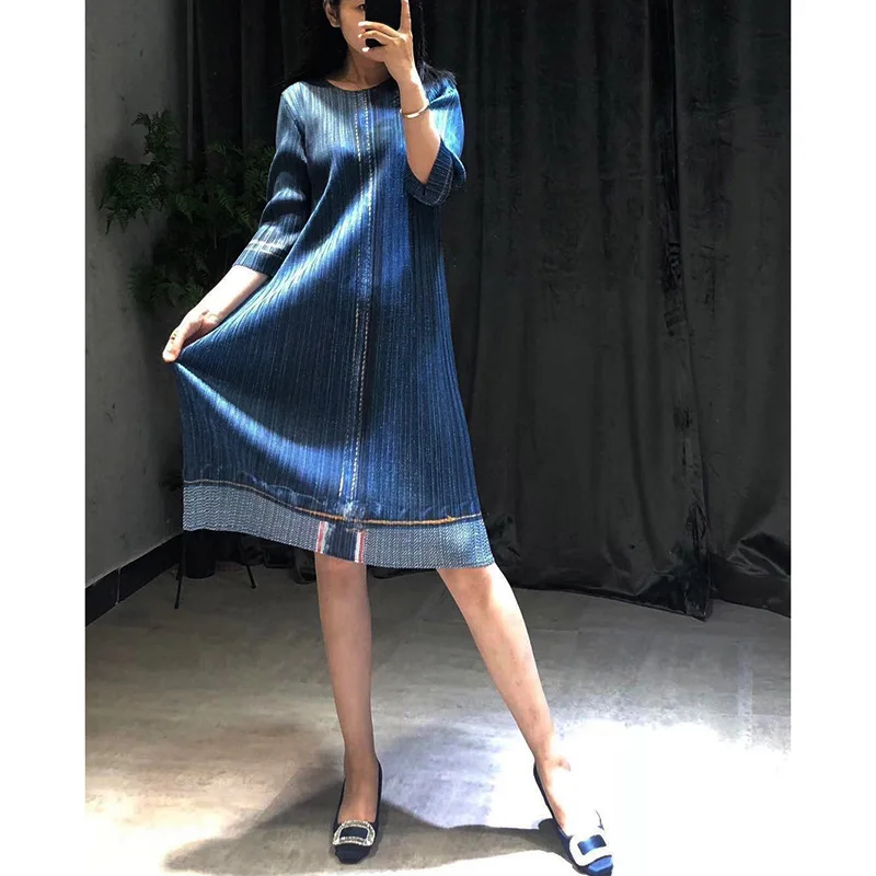 Changpleat 2018 осенние новые женские прямые платья miяка плиссированные Модные