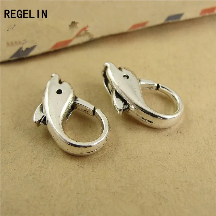 

REGELIN Lovely Dolphin Lobster Clasp Hooks For Necklace Bracelet Chain DIY Jewelry Accessory Findings 18*12MM 10pcs/lot