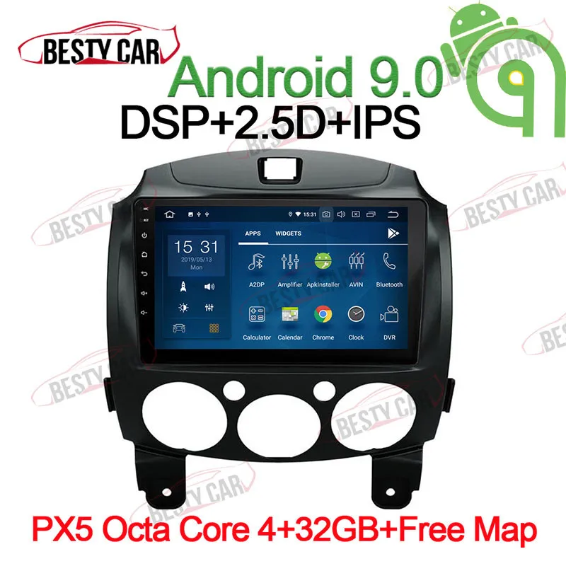 9 &quotAndroid 0 автомобильный мультимедийный плеер стерео радио для Mazda 2 2007 ~ 2014 gps