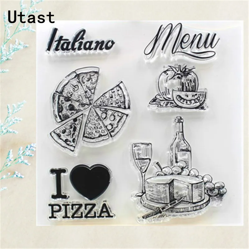 Italy Pizza Menu Clear Silicone Stamps /Transparent Rubber Stamp for DIY Scrapbooking /Photo Album Decorative Craft Making | Канцтовары