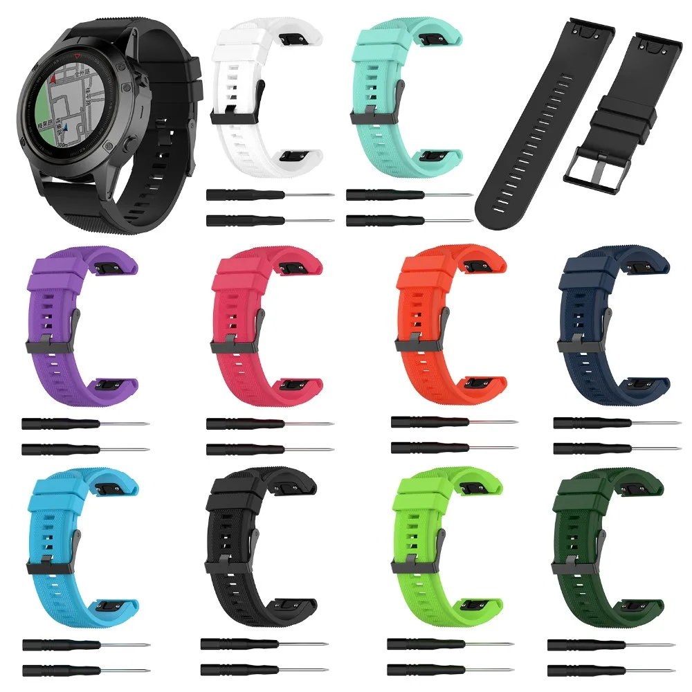 Silicone Watch Band Wrist Strap For Garmin Fenix/Fenix5X/Fenix5X Puls/Fenix3/Fenix3 HR/D2 Bravo/Quaitx3/Tactix Bravo/Descent Mk1 |