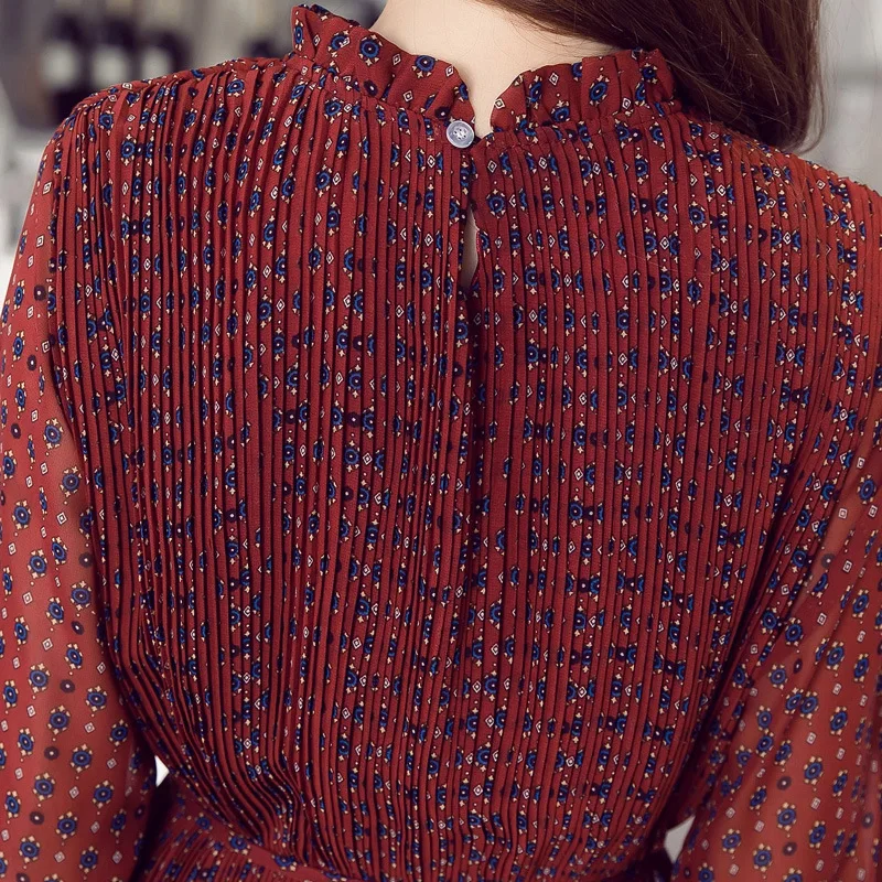 2018 Весна и лето новый стиль мода маленький цветочный Средний длинный шифон