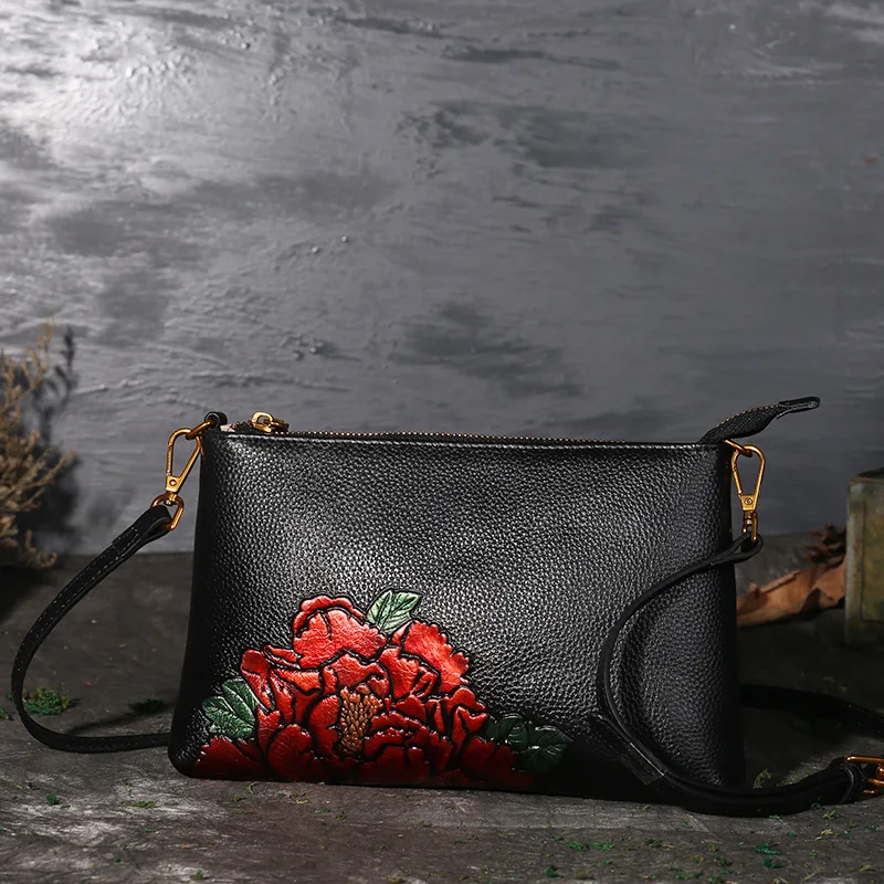 Женские сумки из натуральной кожи роскошные маленькие на плечо тисненые