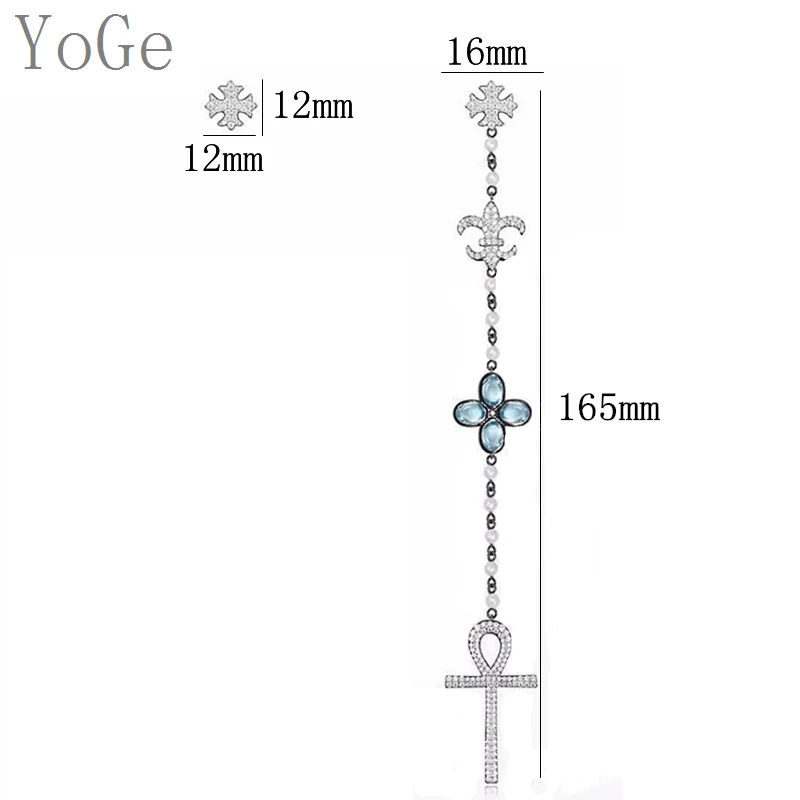 Женские ассиметричные серьги YoGe E1547 модные длинные серьги-капельки с