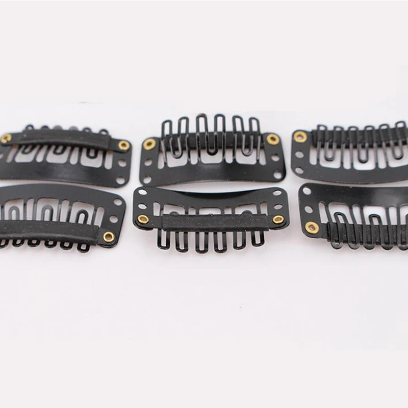 

High Quality U Shape Black Colored Wigs Hair Clips 500Pcs Metal Snap Clips for Feather Hair Extensions Wigs Weft 32mm