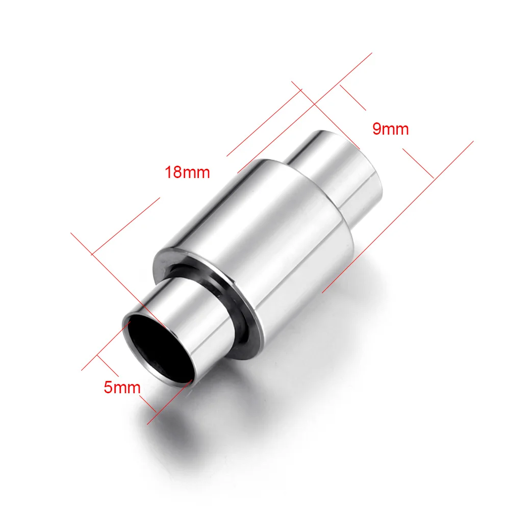 Steel Hole 5mm Нержавеющая сталь Магнитная застежка отверстие 4 мм 5 мм 6 мм зеркальная полировка кожаный шнур магнит застежками Браслет DIY материалы ювелирные делая - Цвет: Steel Hole 5mm
