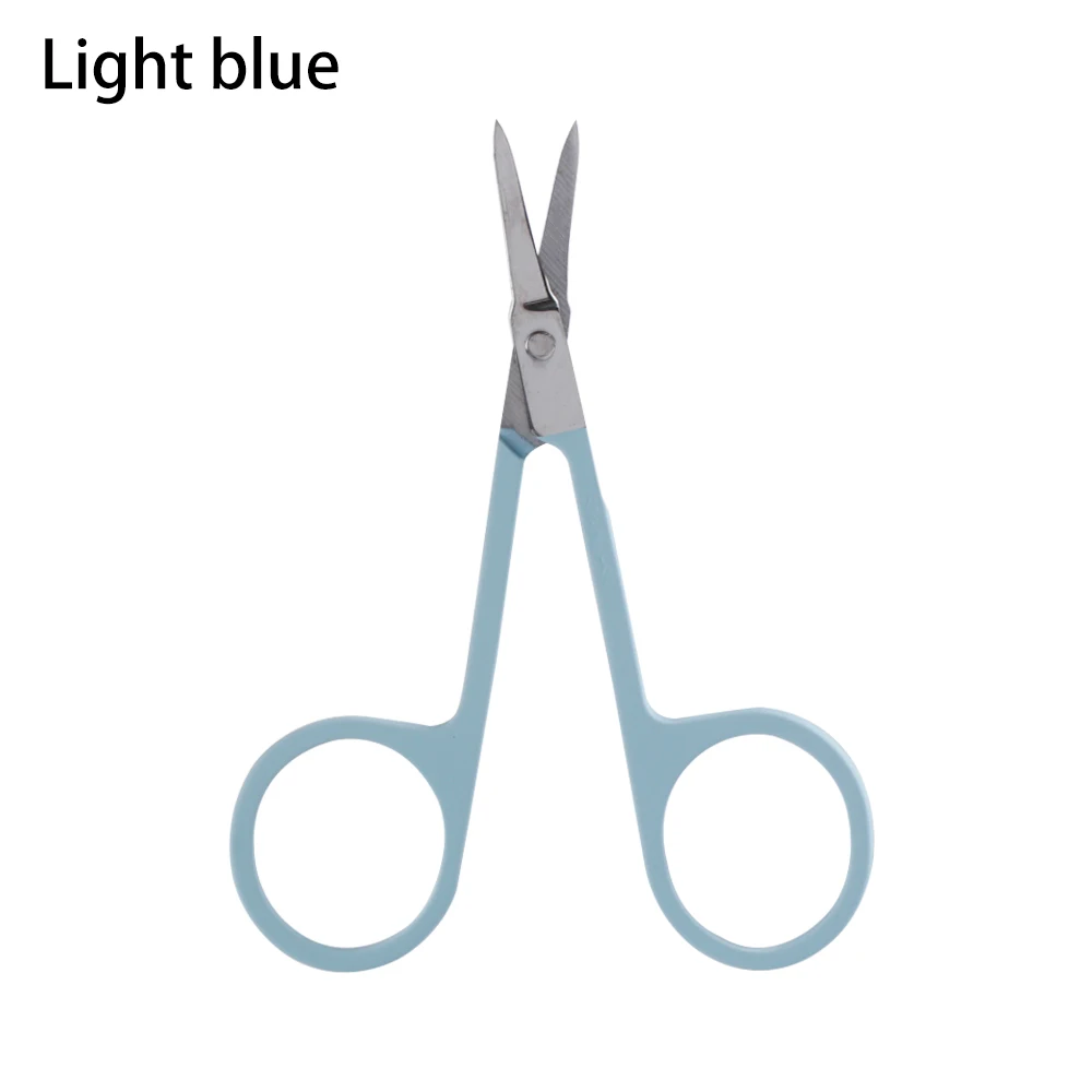 light blue Ножницы Профессиональные ножницы Маникюр для ногтей бровей нос ресницы ножницы для кутикулы изогнутые педикюр Макияж инструмент Обрезка - Цвет: light blue