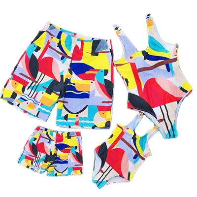 color Одинаковые купальники для мамы, дочки, папы и сына; одежда для купания «Мама и я»; купальный костюм для мужчин и мальчиков; купальный костюм для девочек; бикини - Цвет: color