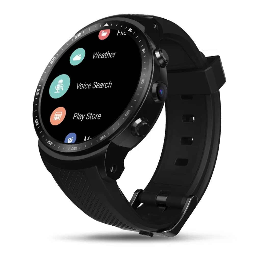 Черный Смарт-часы Zeblaze THOR PRO 3G Android, 1 Гб+ 16 ГБ, gps, сенсорный экран, Wi-Fi, Bluetooth, умные мужские часы, монитор сердечного ритма, часы - Цвет: Черный