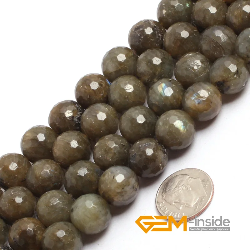 Круглый граненый бисер Лабрадорит Натуральный камень DIY свободный шарик для