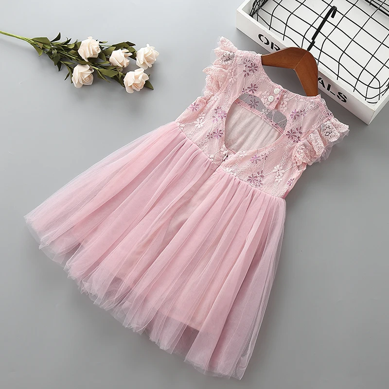 0-6 years High quality girl dress 2019 new summer lace mesh solid kid children clothing party formal princess | Детская одежда и