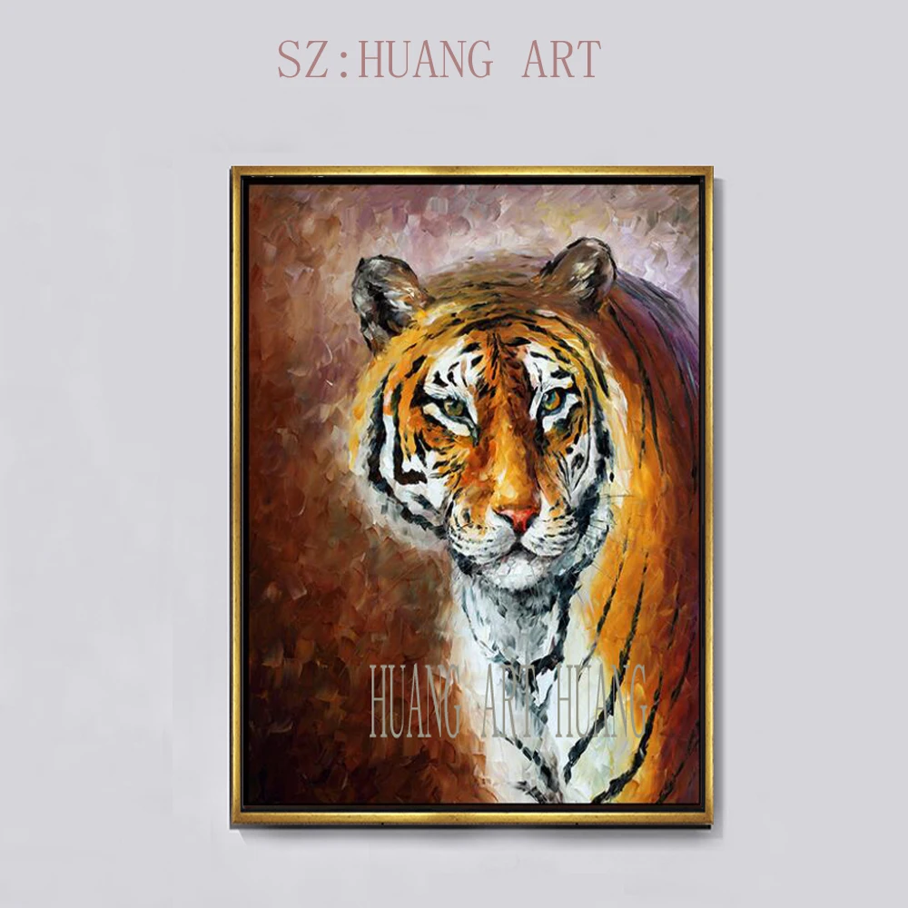 

Large Handmade Cute Little Tiger Paintings Modern Home Decor Wall Art Pictures Hand-painted Abstract Animal Tiger Oil Painting o