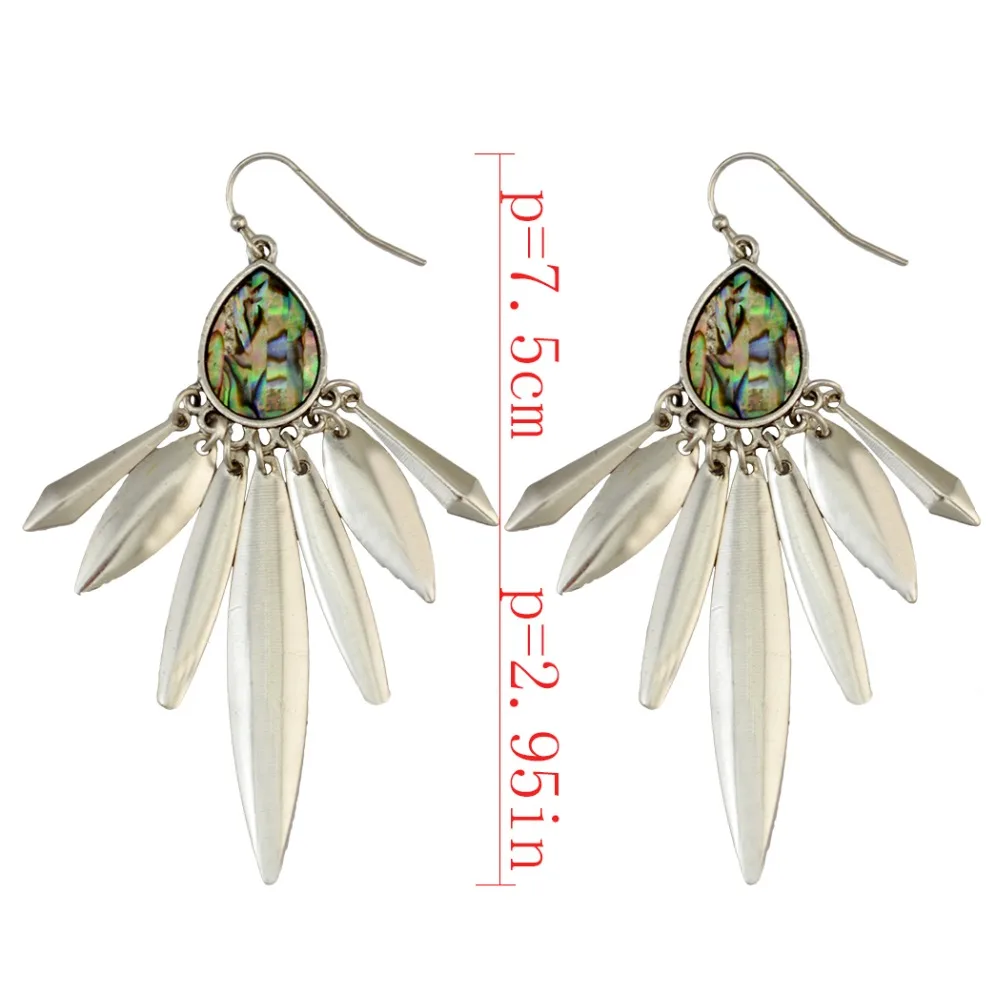korean Fashion silver plated multiple rope chain turquoise long pendant necklace flower shape inlay gem stone dangle earrings | Украшения и