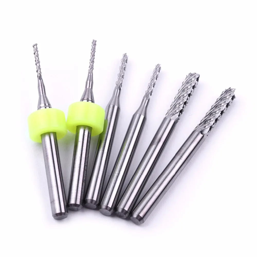 New Arrival 6Pcs/Set PCB Milling Cutter 1/8&quot Shank For Gong Machine Corn CNC Router Bit 1mm 1.5mm 3.175mm | Инструменты
