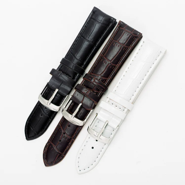 A007 20mm 16mm Black Brown Watchbands Pin Buckle Bracelet Leather Watch Band for Women Size White Strap Clock Men | Наручные часы
