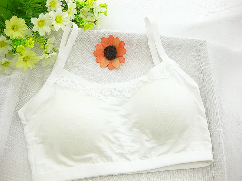 Teens Cotton Lace Puberty Girls Bra Sports Underwear for Teenager White Print Girl Training Children Kids Clothing | Детская одежда и