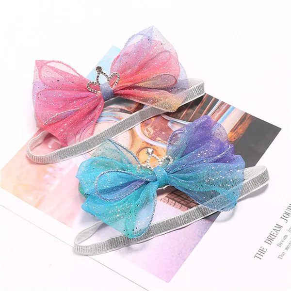 mixed headbands 10 шт./партия, роскошный кристалл, корона принцессы, детский зажим для волос, блестящая марля, светло-розовые блестки, шпилька, градиентная цветная повязка на голову - Цвет: mixed headbands