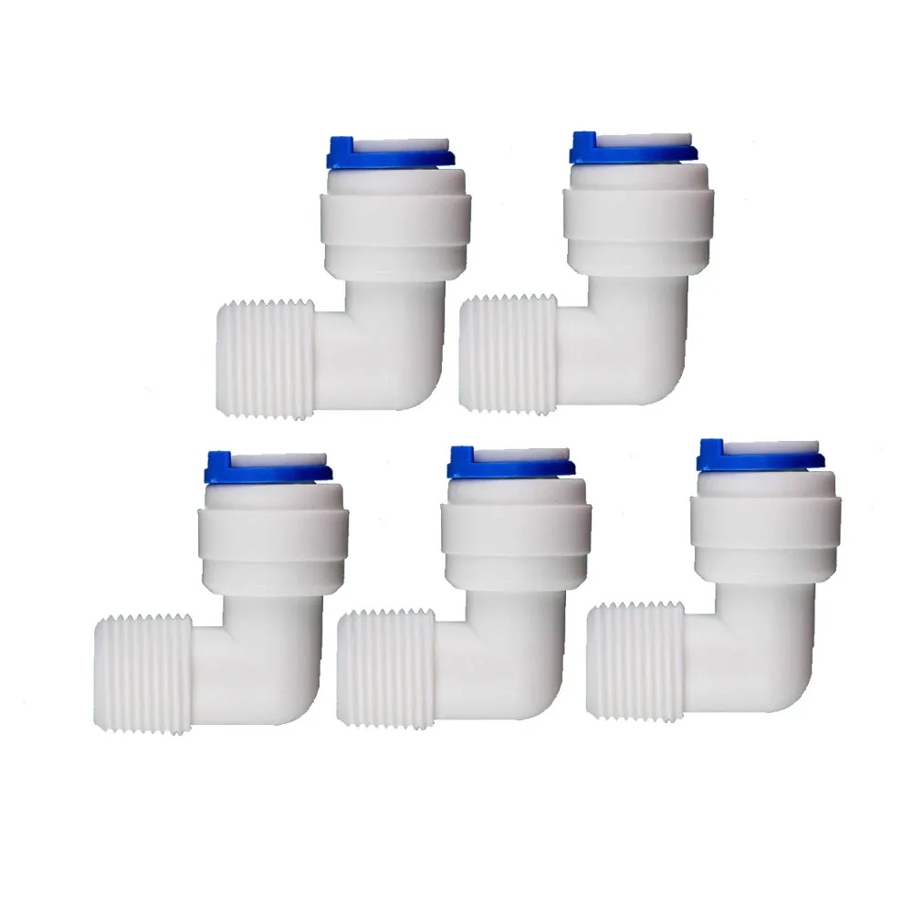 

Шланг с наружным диаметром 3/8 дюйма, 5 шт., быстрое соединение, коленчатый соединитель для трубы 3/8 дюйма, фитинг обратного осмоса разъем для а...