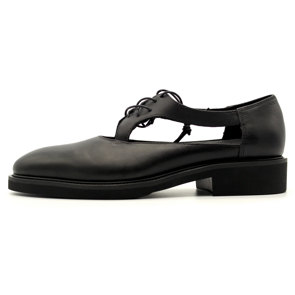 2017 new arrival hollow black sandals top qaulity pointed genuine leather flats for men casual shoes cheap price size 45 | Обувь