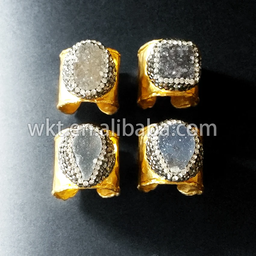 Эксклюзивные женские модные кольца Друза с инкрустацией фианитами сверкающие