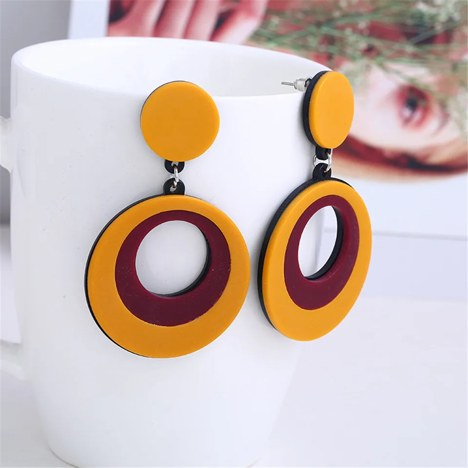 Модные Акриловые серьги Hyperbole очаровательные женские большие круглые