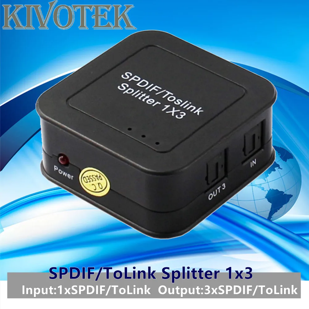 SPDIF/ToLink Splitter1x3 адаптер Выход LPCM2.0/DTS/AC3 40 м по оптоволоконному кабелю Разъем для DVD PC3