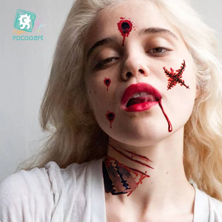 Rocooart татуировка на Хэллоуин ужасные татуировки шрам рана тату боди арт
