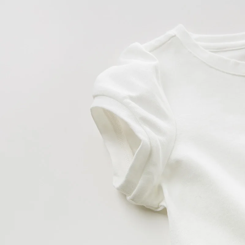 DB10190 dave bella/Летняя модная футболка для маленьких девочек детские однотонные топы