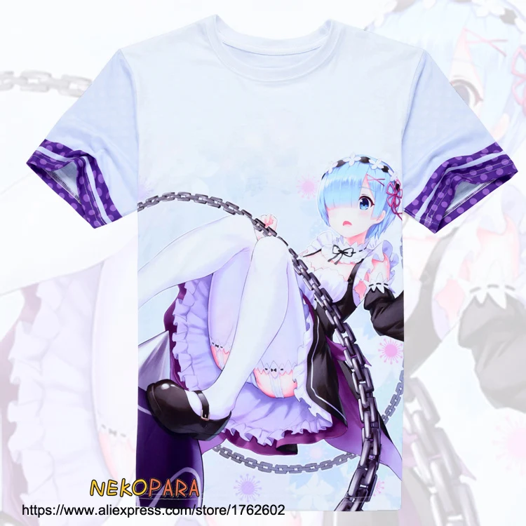 Японская летняя футболка Re:Zero kara Hajimeru Isekai Seikatsu Rem Аниме Мужская Женская