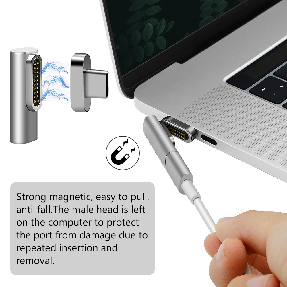 Магнитный адаптер USB C, поддержка PD зарядного устройства и передачи данных(10Gbp/s), USB3.1 type-C power Delivery Fast Charge PD100W