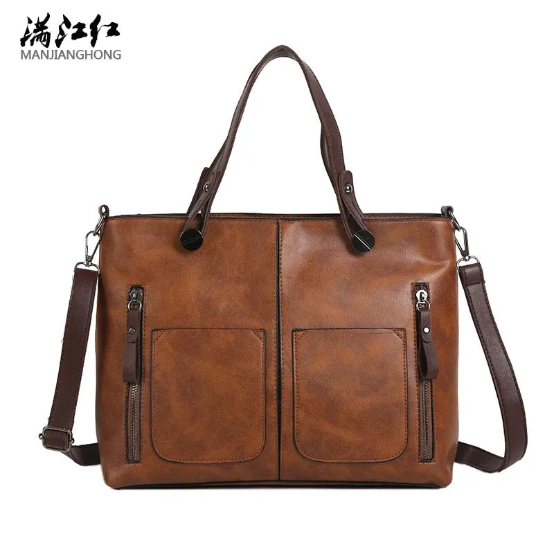 New Brand Vintage Lady Handbag Designer Women PU Shoulder Bags Famous Double Pocket Casual Tote Messenger Sac a Main | Багаж и сумки