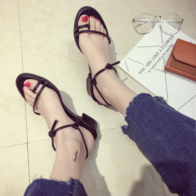 HIZCINTH 2018 New Summer Sandals Female Korean Word Belt Toe Straps Students Rome Shoes Woman High Heels Sandalias Mujer Pumps | Обувь