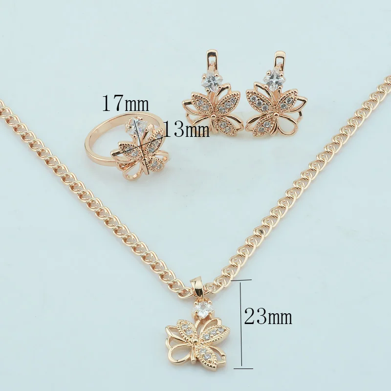 Женские Белые Каменные Украшения FJ свадебные серьги бабочки золотого цвета 585