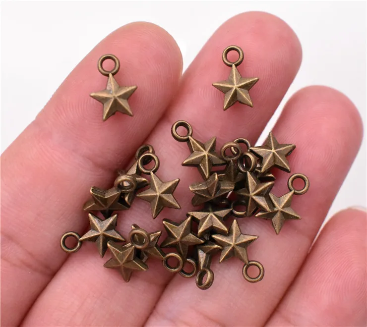 antique bronze 50 шт. 11x8X3 мм античное серебро и бронзовое покрытие Подвески в виде звезд Ювелирные Украшения Сделай Сам аксессуары - Окраска металла: antique bronze