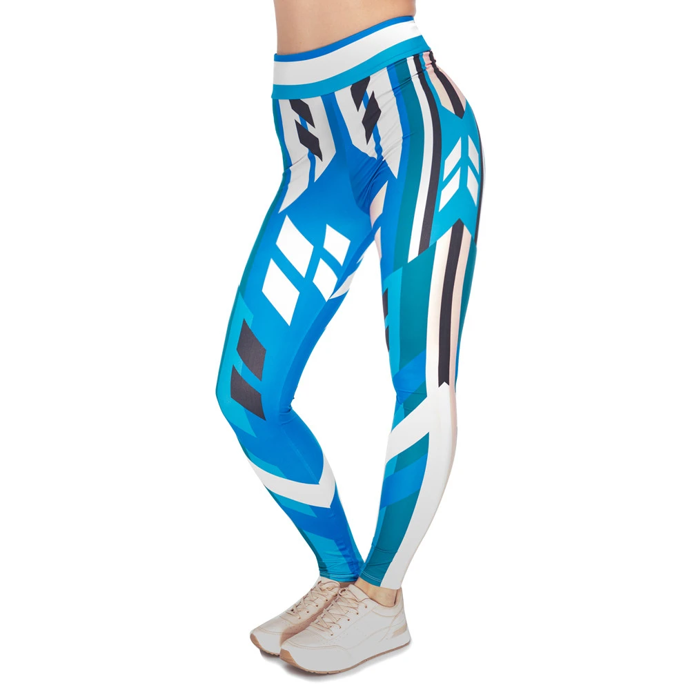 Женские леггинсы с высокой талией и принтом василькового цветка|Легинсы| |