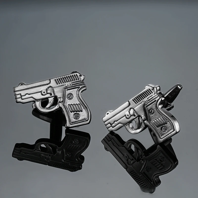 

DY The new high quality rhodium plating gun black pistol Cufflinks fashion Men's French shirt Cufflinks free shipping