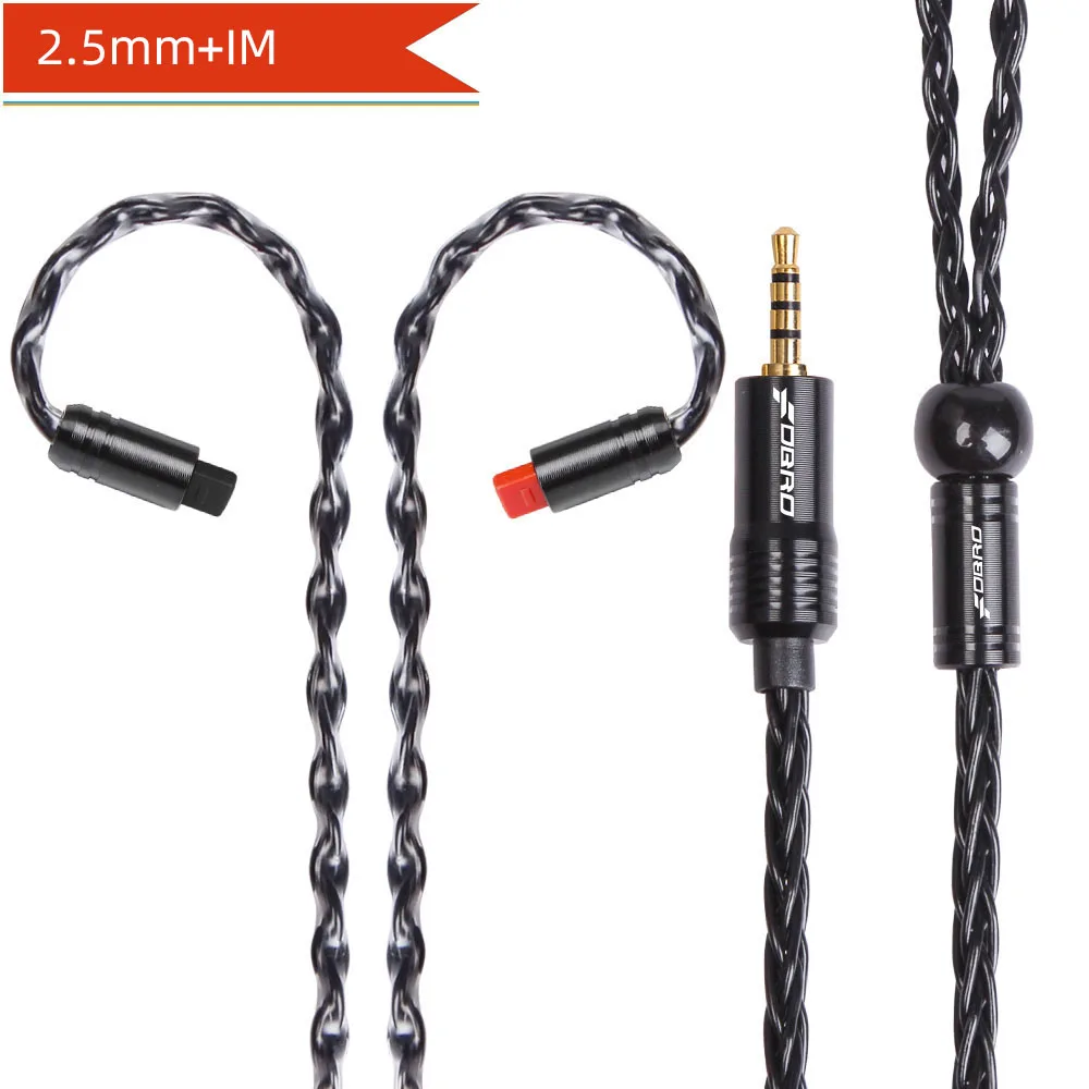 black 2.5mm IM FDBRO 8 core MMCX IE80 A2DC IM 2pin наушники кабель 2,5/3,5/4,4 мм с серебряным покрытием гарнитуры аудио провода LS50 LS70 LS200 LS30 - Цвет: black 2.5mm IM