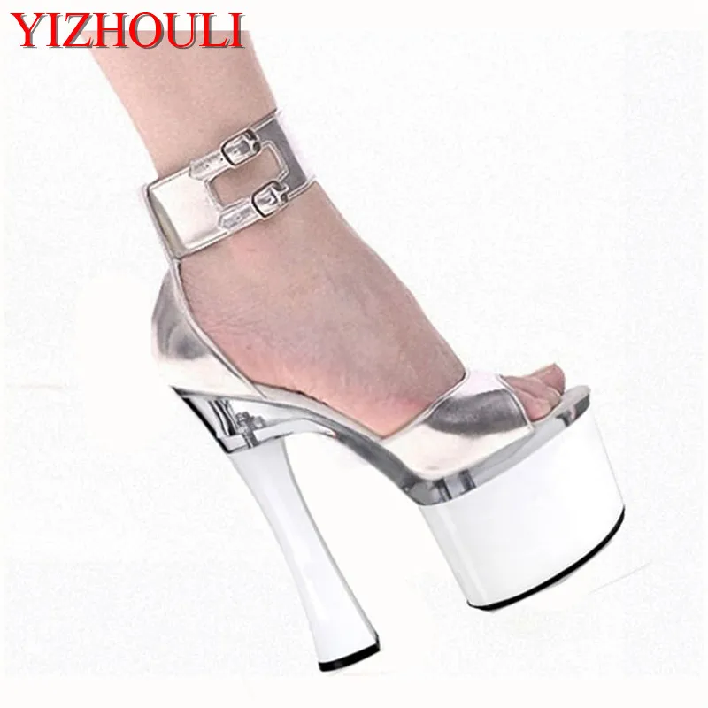 New Arrival sexy 18cm thin ultra High heels platform sandals 7 inch summer open toe strap women Dance Shoes