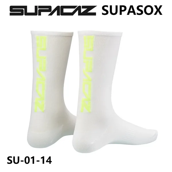 white yellow logo SUPACAZ SupaSox уличные дышащие спортивные носки гоночный велосипед Компрессионные носки для бега - Цвет: white yellow logo